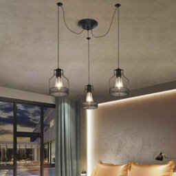 Vintage Black Ceiling Light Shade 3-Light Chandelier Pendant Light E27 - thumbnail 3