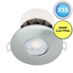 First Choice Lighting Set Of 15 Fire Rated Brushed Steel Led Bathroom Recessed Downlights