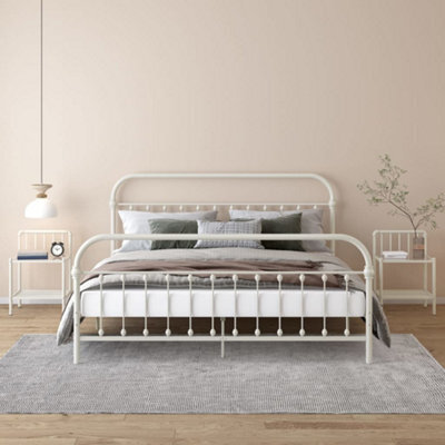 Berkfield Bedside Cabinets 2 Pcs White And Transparent Metal And Glass - image 1