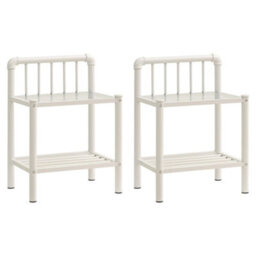 Berkfield Bedside Cabinets 2 Pcs White And Transparent Metal And Glass - thumbnail 2