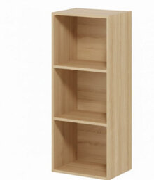 Biznest 3-Tier Wooden Bookcase Shelf Unit Open Luder Cube Home Decor Floor Standing Storage Living Room Furniture Oak 80X30.5X24Cm - thumbnail 6