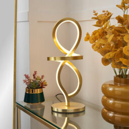 Inlight Leda Round Brushed Satin Brass Effect Integrated Led Table Lamp - thumbnail 1
