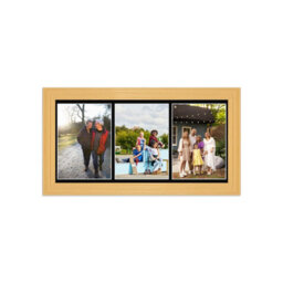 AK Frames 16X8 Country Pine Classic Multi Photo Frame With Black Mount - Holds 3 Apertures (3X) 7X5 Photos