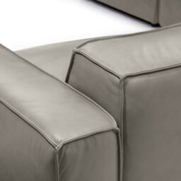 Valencia Nathan Full Aniline Leather Lounge Modular Three Seats Double Chaise Sofa Light Grey Fsc Pine Wood - thumbnail 5
