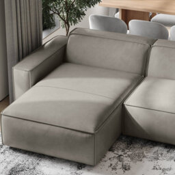 Valencia Nathan Full Aniline Leather Lounge Modular Three Seats Double Chaise Sofa Light Grey Fsc Pine Wood - thumbnail 3