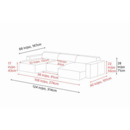 Valencia Nathan Full Aniline Leather Lounge Modular Three Seats Double Chaise Sofa Light Grey Fsc Pine Wood - thumbnail 2