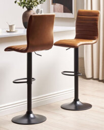 Beliani Set Of 2 Bar Chairs Lucerne Faux Leather Swivel Golden Brown - thumbnail 2