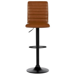 Beliani Set Of 2 Bar Chairs Lucerne Faux Leather Swivel Golden Brown - thumbnail 6