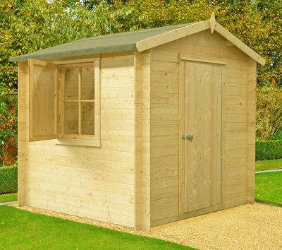 Shire Camelot Log Cabin Home Office Garden Room Approx 7 X 7 Feet - image 1