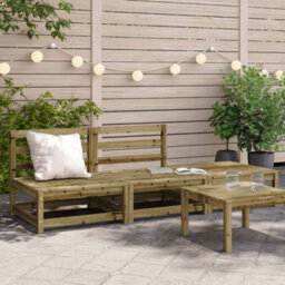 Berkfield Garden Sofa Armless With Footstool Impregnated Wood Pine
