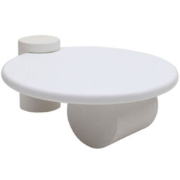 Wyld Haus Atlanta White Sculptural Round Coffee Table, Matte Wood Veneer, 1050mm - thumbnail 3