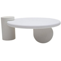Wyld Haus Atlanta White Sculptural Round Coffee Table, Matte Wood Veneer, 1050mm - thumbnail 2