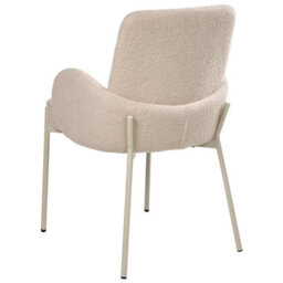 Wyld And Coco Luxeline Dining Chair - Light Beige Boucle Upholstery With Iron Frame, Retro Design, Curved Backrest And Padded Arms - thumbnail 6