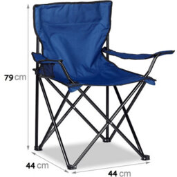 Blue-Set Of 2 Folding Camping Chair Portable Patio Garden Fishing Outdoor Beach Seat - thumbnail 2