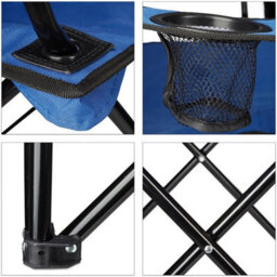 Blue-Set Of 2 Folding Camping Chair Portable Patio Garden Fishing Outdoor Beach Seat - thumbnail 4
