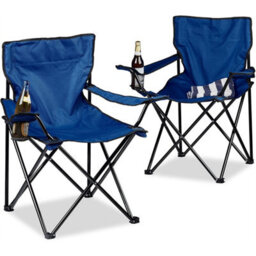 Blue-Set Of 2 Folding Camping Chair Portable Patio Garden Fishing Outdoor Beach Seat - thumbnail 1