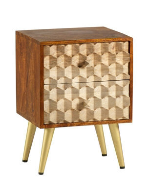 Buttercup Farm Edison 2 Drawer Side Table - Solid Mango Wood - L30 X W45 X H60 Cm - image 1