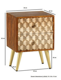 Buttercup Farm Edison 2 Drawer Side Table - Solid Mango Wood - L30 X W45 X H60 Cm - thumbnail 6