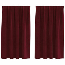 Berkfield Blackout Curtains With Top Tape 2 Pcs Wine Red Velvet - thumbnail 2