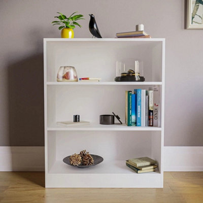 Bookcase Rack Display Storage Unit Free Standing Home Office Study White 3 Tiers - image 1