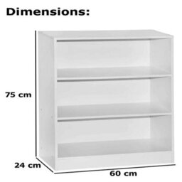 Bookcase Rack Display Storage Unit Free Standing Home Office Study White 3 Tiers - thumbnail 2