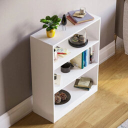 Bookcase Rack Display Storage Unit Free Standing Home Office Study White 3 Tiers - thumbnail 4