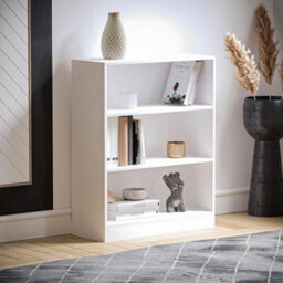 Bookcase Rack Display Storage Unit Free Standing Home Office Study White 3 Tiers - thumbnail 5