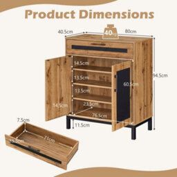 Sideboard Cabinet 2 Door Buffet Cabinet W/ Drawer - thumbnail 2