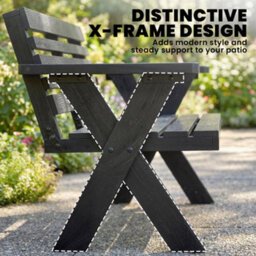 Outsunny 2 Seater Wood Garden Bench, Slatted Patio Bench With Armrest Black - thumbnail 4