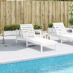 Walplus Sun Lounger White 199.5X62X55 Cm Solid Wood Pine - thumbnail 3