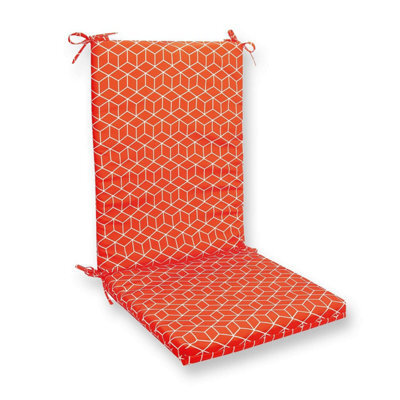 Recliner Cushion Pad - Geometric Orange -  Water And Fire Resistant, 180Gsm Polyester, Outdoor Garden Comfort