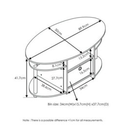 Walplus Furinno Jaya Simple Design Oval Coffee Table With Bin, Walnut, 15079Wnbk - thumbnail 6