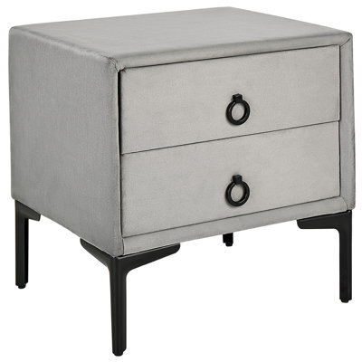 Beliani 2 Drawer Bedside Table Sezanne Velvet Light Grey - image 1