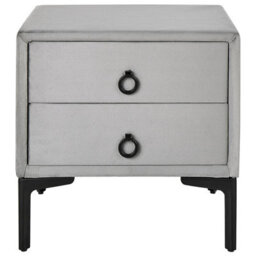 Beliani 2 Drawer Bedside Table Sezanne Velvet Light Grey - thumbnail 4