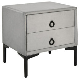 Beliani 2 Drawer Bedside Table Sezanne Velvet Light Grey - thumbnail 1