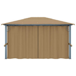 Berkfield Gazebo With Curtain 400X300 Cm Taupe Aluminium - thumbnail 6