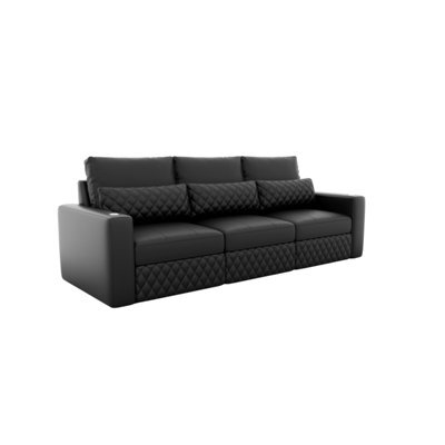 Valencia Pisa Top Grain Nappa 11000 Leather Lounge Sectional Three Seats Sofa Black Removable Back Cushions - image 1