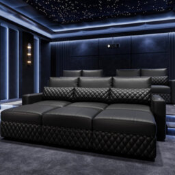 Valencia Pisa Top Grain Nappa 11000 Leather Lounge Sectional Three Seats Sofa Black Removable Back Cushions - thumbnail 5