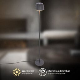 Briloner Led Floor Lamp Free Standing Warm Light Reading Usb-C 8W Dimmer 1240mm Black - thumbnail 4
