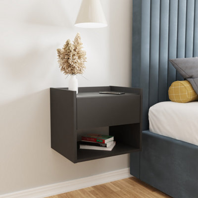 Gfw Harmony Wall Mounted Pair Of Bedside Tables Anthracite - image 1