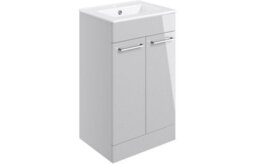 Modern Gloss Light Grey Bathroom Furniture Suite With Black Fittings - thumbnail 5