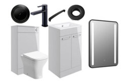 Modern Gloss Light Grey Bathroom Furniture Suite With Black Fittings - thumbnail 2