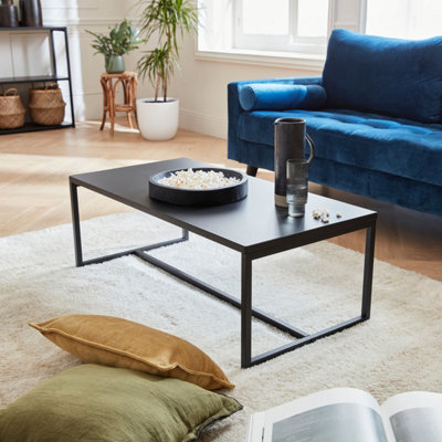 Sweeek - Metal Coffee Table With Metal Legs Industrielle Black 100X50X36 Cm - image 1