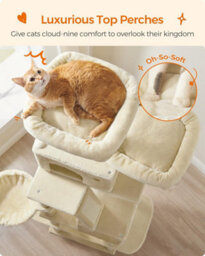 Songmics Multi-Level Cat Tower, Extra High With Scratching Posts And Ramp, Large Plush Cat Condo For Indoor Cats, Beige - thumbnail 3