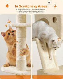 Songmics Multi-Level Cat Tower, Extra High With Scratching Posts And Ramp, Large Plush Cat Condo For Indoor Cats, Beige - thumbnail 5