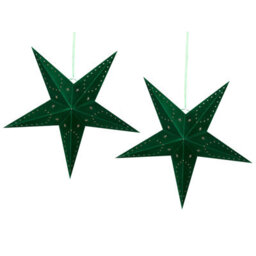 Beliani Set Of 2 Hanging Decorations Led Motti Star 60 Cm Emerald Green - thumbnail 1