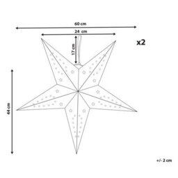 Beliani Set Of 2 Hanging Decorations Led Motti Star 60 Cm Emerald Green - thumbnail 3