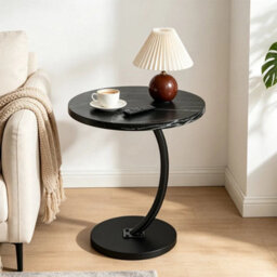 Black  Small C-Shape Sofa Side Table Couch Laptop End Table Coffee Tea Snack Desk Home - thumbnail 6