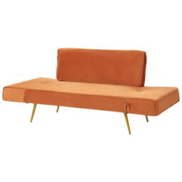 Beliani Sofa Bed 2 Seater Saarela Velvet Orange - thumbnail 6