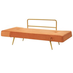 Beliani Sofa Bed 2 Seater Saarela Velvet Orange - thumbnail 7